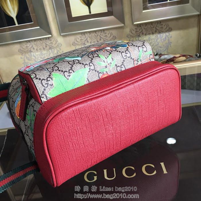 GUCCI 古馳女包 新款 427042 pvc刺繡 古奇奢侈品女包 花鳥印花圖案 雙肩包 女款背包